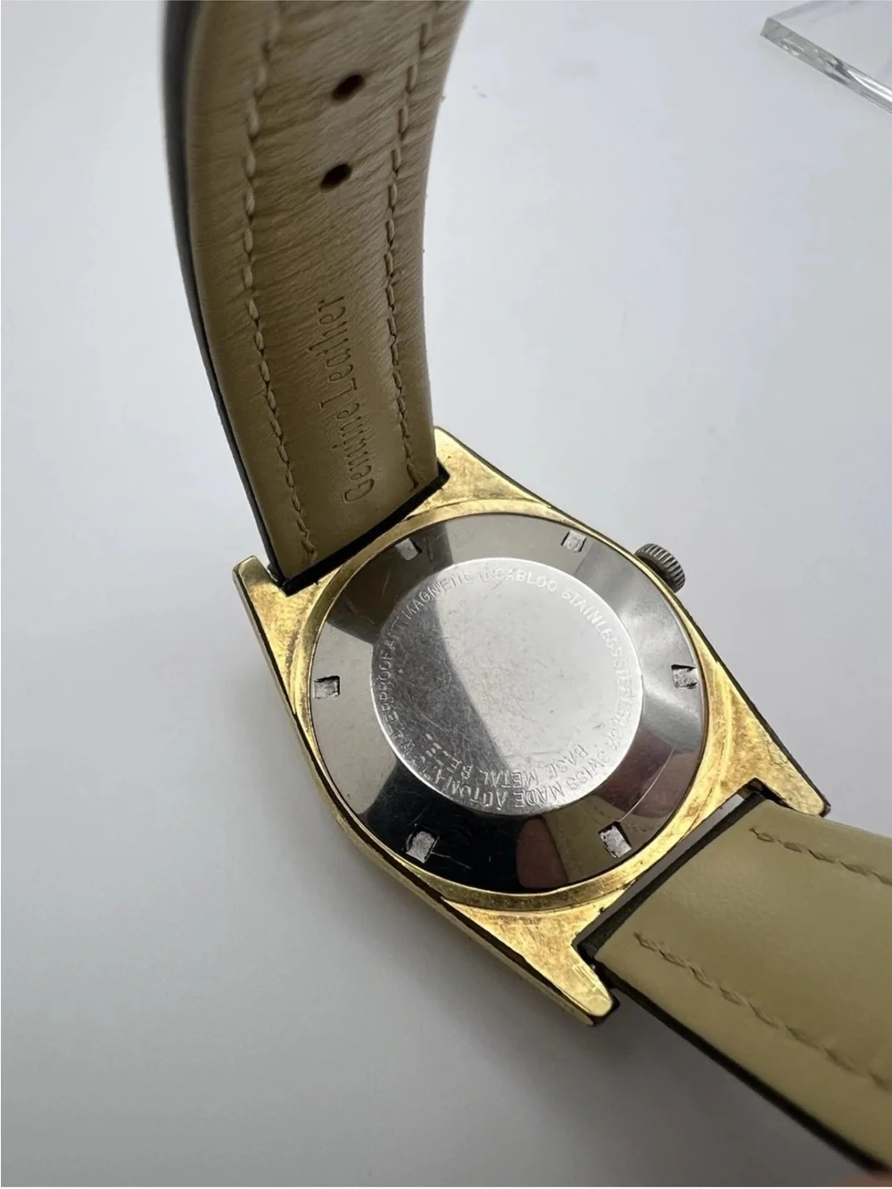 Volks Vintage Gold-Tone Automatic Watch - Silver Dial, Brown Leather